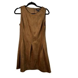 ROZ & Ali Faux Suede Brown Fit Flare Dress Size 8